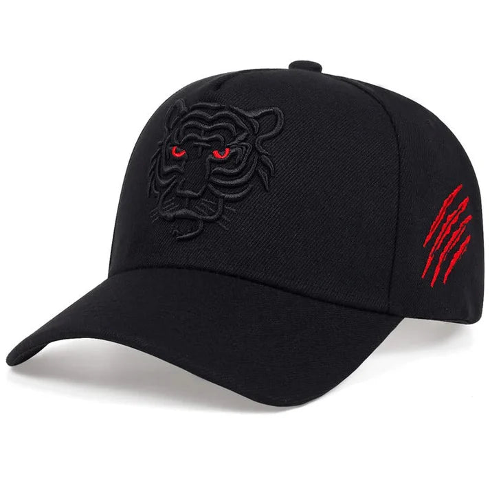 New Cotton Black Tiger Embroidery Baseball Cap Men Women Hip Hop Hat Summer