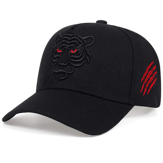New Cotton Black Tiger Embroidery Baseball Cap Men Women Hip Hop Hat Summer