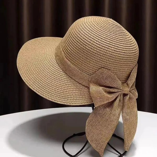 Bowknot Sun Hat Summer Breathable Wide Brim Beach Cap UV Protection for women