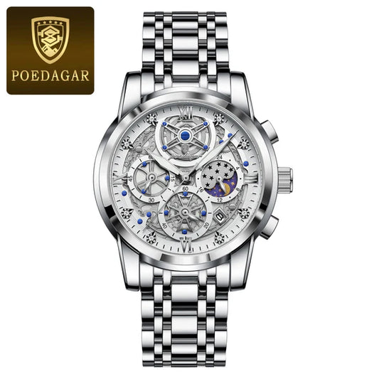 POEDAGAR Luxury Watch For Men Original Waterproof With Stainless Steel
